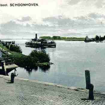 Ansichtkaart, voorstellende een Lekgezicht met boot bij Schoonhoven, ca. 1910