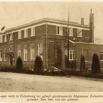 Foto, voorstellende het Algemeen Ziekenhuis, Hockesingel te Culemborg, 1935