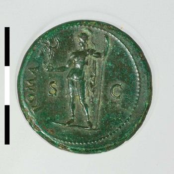 Sestertius met Vespasianus, munt van koper uit de Romeinse tijd