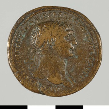 Sestertius van Trajanus, munt van koper uit de Romeinse tijd
