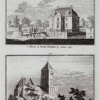  Huis De Oude Tempel bij Winssen en de kerk in Winssen