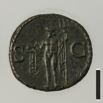 As met Neptunus, bronzen munt uit de Romeinse tijd