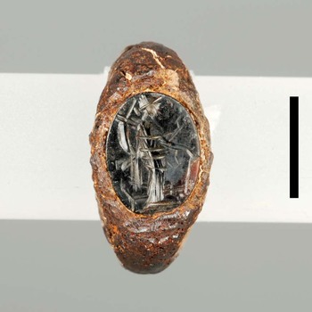 Ring van ijzer met een gem van natuursteen uit de Romeinse tijd