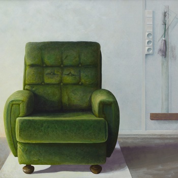 Groene stoel in atelier