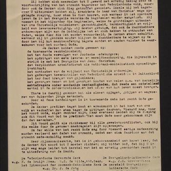 Brief van de Protestanten kerken en Roomsch-Katholieke kerk in Nederland  februari 1943