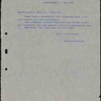 Brief in het maleis van kapt. H.J. Brouwers, d.d. Dolok Sanggul, 8 november 1949