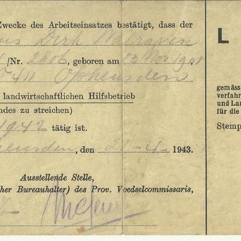 Ausweis L no 279502 van H.D. Walraven  21 april 1943