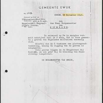Rapport van de Burgemeester van Ewijk,  28 november 1946.