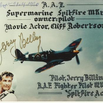 Jerry Billing - kaartje met afbeelding van een Spitfire