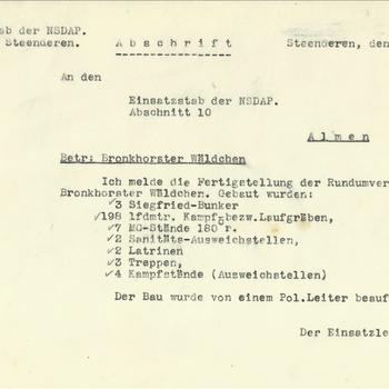 bericht :  Einsatzstab der NSDAP, Abschnitt 10 Stab Almen 5 maart 1945