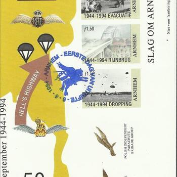 Vel herdenkingspostzegels 50 D-Day Market Garden 17 - 25 september 1944-1994