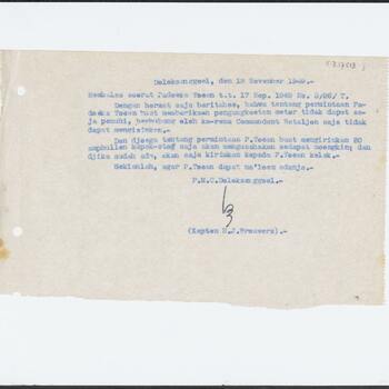 Brief in het maleis van kapitein H.J. Brouwers, d.d. Doloksanggoel, 18 Nov. 1949