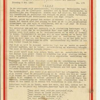 De Onderduiker, No 176, dinsdag 8 mei 1945 bevrijdinsnummer
