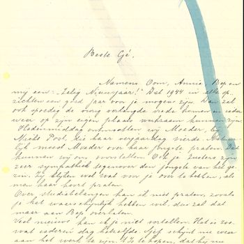Brief van Tante Riek aan Gé Verbeek in Watenstedt, 28 december 1943.