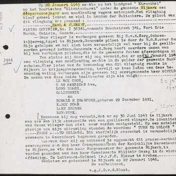 Proces-verbaal politie van de Gemeente Nijkerk,  30 januari 1945.