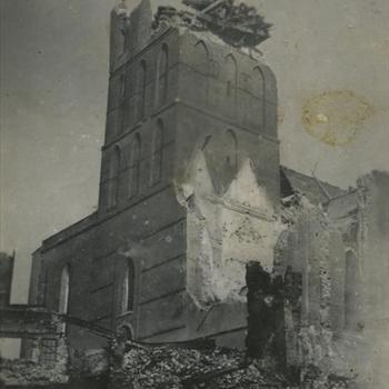 Nijmegen, 22 februari 1944; vernield toren St. Stevenskerk