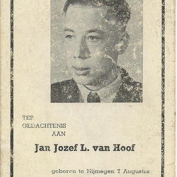 Jan Jozef L. van Hoof, bidprentje