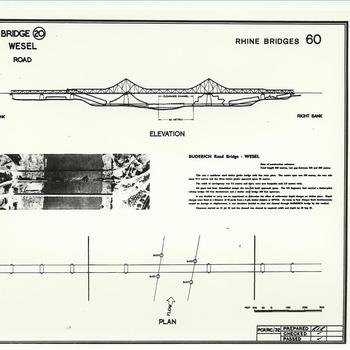Envelop 20; Wesel Rheinbrücke;  schematische tekening rijnbrug Wesel