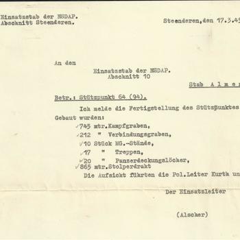Bericht :  Einsatzstab der NSDAP, Abschnitt 10 Stab Almen 17 maart 1945