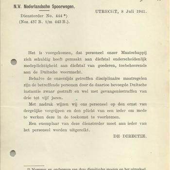Documenten van de N.V. Nederlandsche Spoorwegen periode 1939-1943