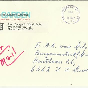 Dankbrief van het 82nd A/B Division Historical Museum Commitee aan de Burgemeester van Groesbeek, dhr van Gils, betreffende de receptie in het gemeentehuis in september 1982