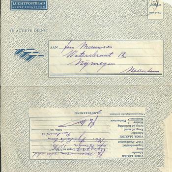 Brief aan de familie Meeuwsen te Nijmegen van de dpl soldaat T.H. Meeuwsen te Batavia