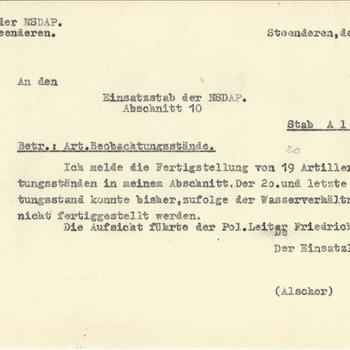 bericht :  Einsatzstab der NSDAP, Abschnitt 10 Stab Almen 17 maart 1945