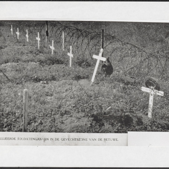 Afbeelding van geallieerde soldatengraven in de gevechtszone van de Betuwe