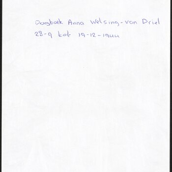 Dagboek Anna Welsing-van Driel,