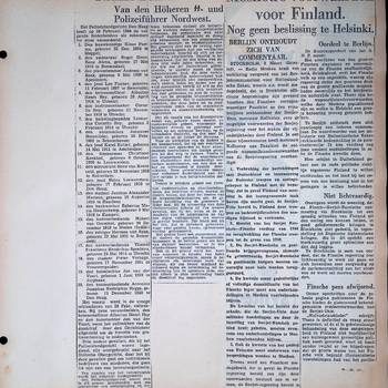 Een aantal krantenknipsels uit de oorlogsperiode 1940-1945