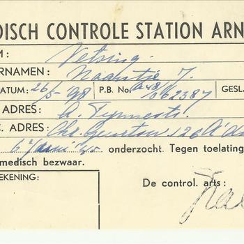 Medisch Controle Station Arnhem - 6 juni 1945 - mej, Velsing