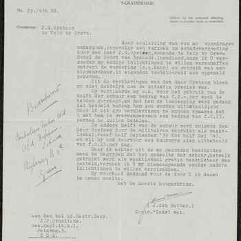 Brief van Departement van Financiën, algemeen gemachtigde voor de oorlogs- en defensieschaden aan J.P. Scholtens betreffende schade aan kippenschuur van J.G. Opsteeg te Velp, 20 september 1941