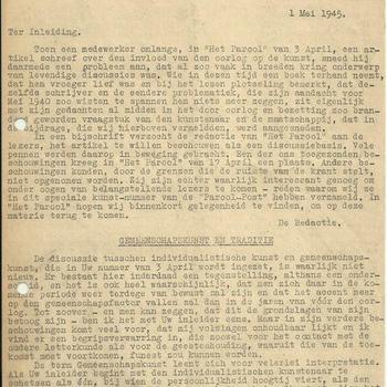 Het Parool-Post, voorlichting en documentatie, 1 Mei 1945