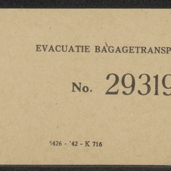 Label "Evacuatie bagagetransport no 29319"