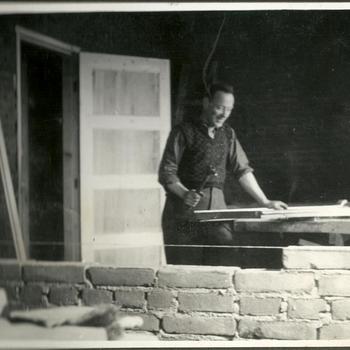 Metselaars aan het werk, Groesbeek Kasteel Hof 1946