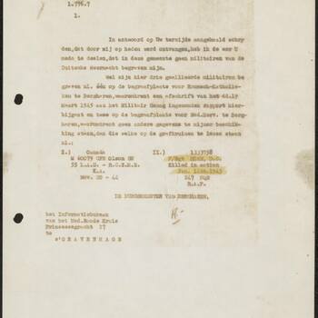 Rapport,  Burgemeester van Bergharen,  26 mei 1945.