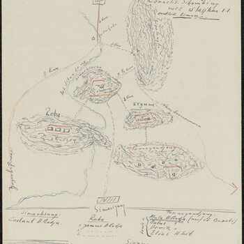 Handgemaakte kaart "Schuilplaats van de Bupati Republiek J. Sihombing, Cornelis Sihombing met 15 laskars