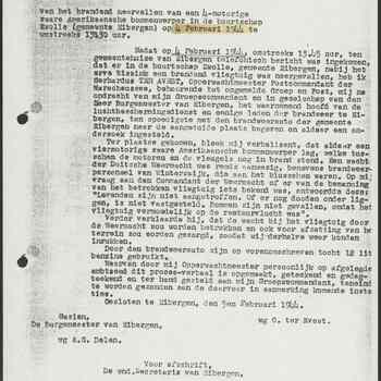 Proces-verbaal Marechaussee Gewest Arnhem Groep Eibergen No. 43 Post Eibergen No. 12,  5 februari 1944.