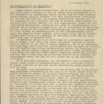 Het Parool-Post, voorlichting en documentatie, 14 October 1944