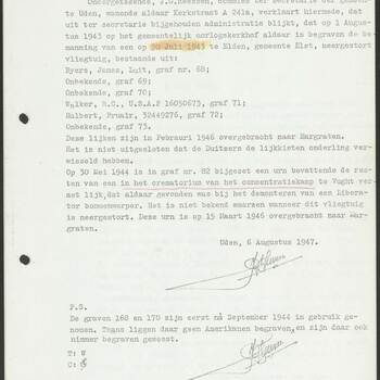 Verklaring gemeente Uden,  6 augustus 1947.