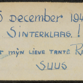 Kaartje met Sinterklaas 5 december 1944