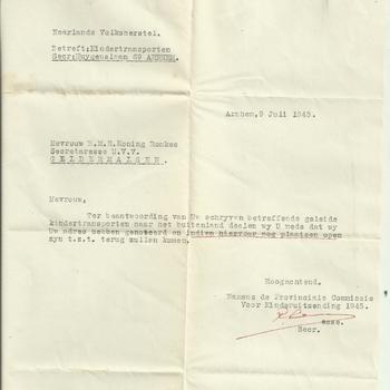 Brief van Neerlands Volksherstel, 9 juli 1945
