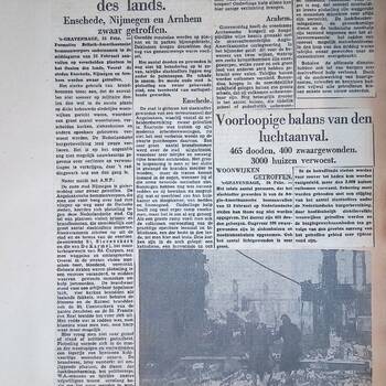 Een aantal krantenknipsels uit de oorlogsperiode 1940-1945