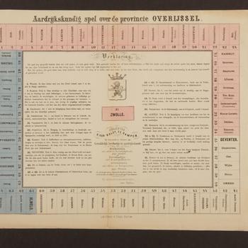 Bordspel over de provincie Overijssel, circa 1865