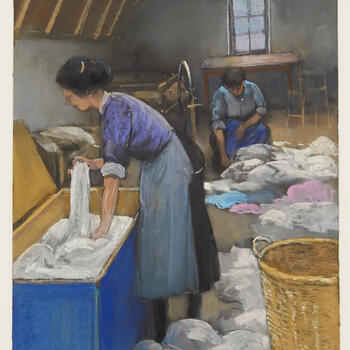 Interieur van een wasserij, 1895–1948