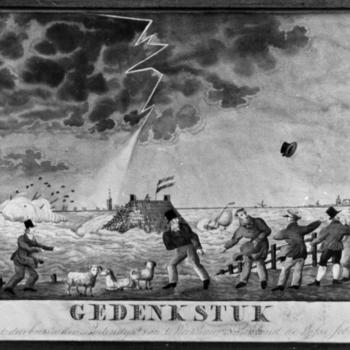 Plaat met verschrikkingen van de Watersnoodramp van 1825