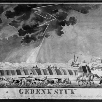 Plaat met verschrikkingen van de Watersnoodramp van 1825
