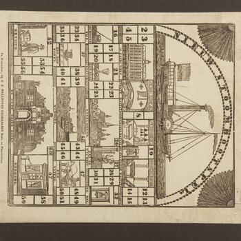 Speelbord van 'Nieuw Stoombootspel', Rotterdam, 1819–1849