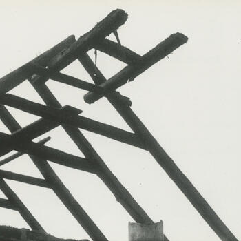 Dakconstructie van een tolhuis, Bedum, 1957