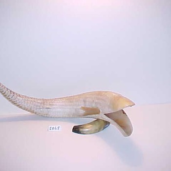 Decoratief object in de vorm van een vis, gemaakt van hoorn